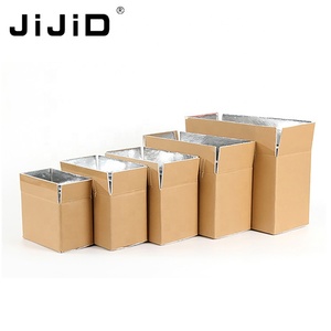Caja de Cartón Cuadrada de Papel Kraft para Envío de Alimentos Congelados Reciclada JIJID, Protección Ambiental, Aislamiento Térmico, para Frutas - Product Image 1
