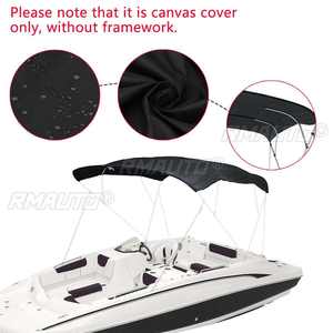 Housse de toile pour bimini top 4 arceaux 600D imperméable anti-UV avec housse de rangement pour bateaux à coque en V et Jon Boats - Product Image 2