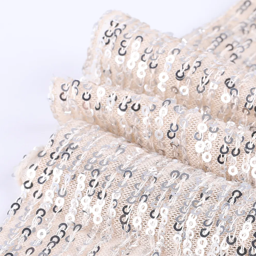 Wholesale Polyester Spandex Mesh Lace Fabric3mm Sequin Fabric Vertical Stripe In Embroidered Fabric For Dress