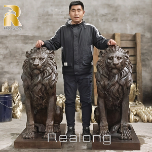 Statue de <span class=keywords><strong>lion</strong></span> en cuivre antique grandeur nature de décoration extérieure à vendre - Product Image 2