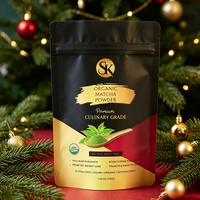 Sachet d'emballage personnalisé en film polyester thermoscellé, de qualité alimentaire, avec fermeture éclair verticale, résistant à l'humidité, pour poudre de matcha et de chocolat