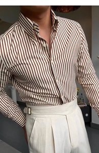 <span class=keywords><strong>Chemise</strong></span> Polo <span class=keywords><strong>Homme</strong></span> Rétro Élégante à Rayures Bulles <span class=keywords><strong>en</strong></span> <span class=keywords><strong>Coton</strong></span> Popeline <span class=keywords><strong>Gaze</strong></span>, Décontractée et Polyvalente, Anti-Boulochage - Product Image 2