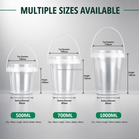 Gobelets jetables en plastique de 16 oz et 24 oz avec couvercle et poignée pour jus de fruits, bubble tea, boissons, emballage de boissons