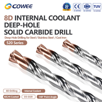 COWEE Mata Bor Karbida Padat Lubang Dalam 8D dengan Pendingin Internal D3-D20 Tekanan Tinggi untuk Baja Alat CNC, Besi Cor, dan AlCrN