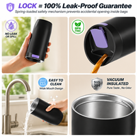 Mug à café isotherme 350 ml avec bouton poussoir, ouverture à une main, verrou de sécurité, anti-fuite, double paroi sous vide en acier inoxydable, tasse de voyage 12-24