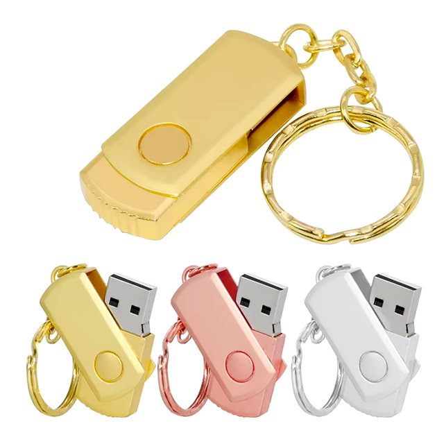 Mini Swivel Rotate Metal USB Flash Drive 2 to 128GB Custom Logo Keychain Portable Thumb Drive Bulk Storage U Disk