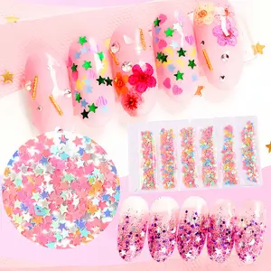 Laser Love Heart Butterfly Nail paillettes colore misto Sparkle Nail Glitter Flakes 3D Nail Art decorazioni accessori