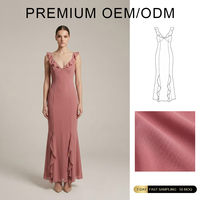 Robe longue sirène décontractée pour femme, style européen et américain, sexy et élégante, avec col en V, logo frontal, bretelles longues et volants