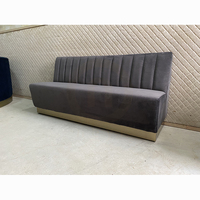 Canapés en velours bleu, chaises, sièges, fabrication sur mesure, banc mural long, base dorée, mobilier de restaurant pour bar, pub, café BT806