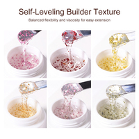 Gel de construction professionnel pour ongles 30g avec fleurs naturelles, vernis à ongles UV LED auto-nivelant pour extension d'ongles