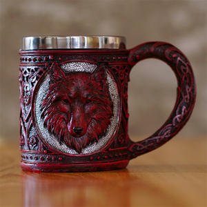 Nouvelle Tasse en Résine Design Niche <span class=keywords><strong>Tête</strong></span> <span class=keywords><strong>de</strong></span> <span class=keywords><strong>Loup</strong></span> Chevalier Squelette Rouge avec Doublure en Acier Inoxydable 304 – Vaisselle Durable pour la Maison, Cadeau Fantaisie Unique - Product Image 2