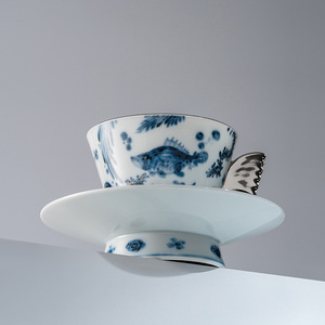 Taza de Té de Cerámica Azul Finlandesa Antigua de Estilo Americano-Chino Behan, para Café Latte, Flores, Té de la Tarde, Estilo Mediados de Siglo - Product Image 2