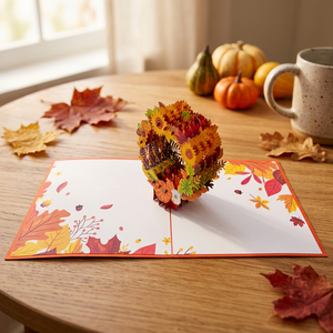 Carte pop-up 3D tendance, best-seller, design personnalisé, fleur en papier faite à la main, couronne de Thanksgiving et du Nouvel An chinois - Product Image 2