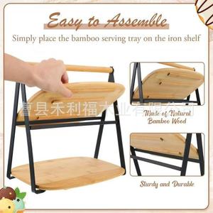 Estante de madera para postres, soporte de exhibición de pasteles de doble capa para almacenamiento y organización de alimentos, uso en fiestas y escritorio - Product Image 4