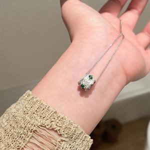 Collier pendentif en argent pur S925 Micro Cotton Fulu pour femmes, nouveau style chinois, verre blanc glacé de haute qualité, variété Yang Green Top - Product Image 2
