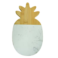 Tabla de Charcutería de Bambú y Mármol Blanco en Forma de Piña, Bandeja Tropical para Servir Queso, Decoración de Cocina