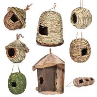 Décorations de jardin extérieur en forme de nid d'oiseau, cage à oiseaux, simulation, fermeture à bouton, élégantes, en paille, bouche sphérique