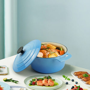 <span class=keywords><strong>Cocotte</strong></span> en fonte émaillée colorée personnalisable de 28 cm, antiadhésive et résistante au four, pour la cuisine professionnelle (vente en gros) - Product Image 2