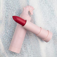 Rouge à lèvres mat végétalien en velours nude, ingrédients minéraux, lèvres rétro, marque privée avec tube rose mignon, logo personnalisé