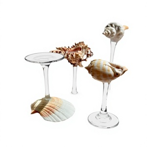 Handmade Seashell Cocktail Glass On Gold Stand Modern Decor Gift Item - Product Image 5