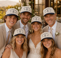 Casquettes personnalisées bicolores pour marié et famille, brodées du nom de famille, avec anneau de date de mariage, chapeau personnalisé pour la fête nuptiale, cadeau pour la mariée