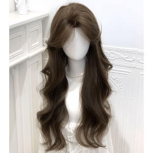 Peluca Larga y Rizada de Marca Nacional, Color Marrón Ceniza Avellana, 130% de Densidad, Línea de Cabello Natural, Peluca Completa para Uso Diario de Mujeres - Product Image 1