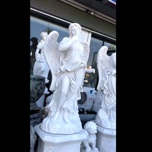 Hôtel Exposition Europe 4 Saisons Statues Grand Marbre Blanc <span class=keywords><strong>Pierre</strong></span> <span class=keywords><strong>Gardien</strong></span> Debout <span class=keywords><strong>Ange</strong></span> Relief Sculpture <span class=keywords><strong>Pour</strong></span> <span class=keywords><strong>Jardin</strong></span> - Product Image 5