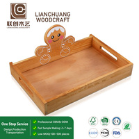 Bandeja de Madera Navideña con Plato Desmontable para Galletas de Jengibre, Asas de Transporte, Decoración Festiva para Mesa de Cocina o Café