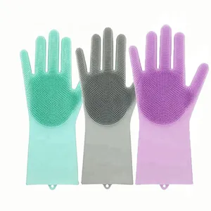 Sarung tangan pembersih tangan karet silikon ajaib anti selip untuk dapur