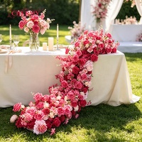 Chemin de table floral artificiel blanc en cascade pour mariage, arrangement floral pour table d'honneur, décoration d'événements en extérieur