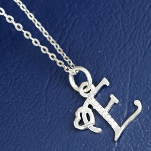 925 Sterling Silver Tiny 'E' Initial Pendant <b>Charm</b> Necklace White CZ Gold Plated Custom Jewelry for Women Manufactured in India - Product Image 4