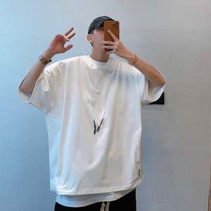 Camiseta de peso pesado de gran tamaño con logotipo personalizado para hombre 100% tela de punto de algodón para imprimir - Product Image 3