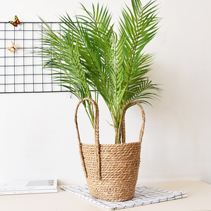 Straw Woven Flower <b>Basket</b> Handmade Desktop Plant Pot For Green Plants Living Room Decor Storage <b>Basket</b> - Product Image 2