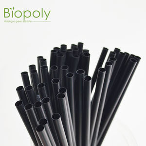 ماصة PLA قصيرة عالية الجودة من Biopoly ، ماصات PLA سوداء يمكن التخلص منها مع شعار - Product Image 5