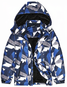 UMMTOM Boys Waterproof Zipper <b>Ski</b> Jacket Warm Winter Fleece Snowboard Hooded Coat Kids Outdoor Machine Washable - Product Image 1