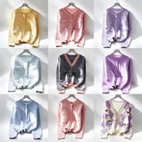 Cardigan décontracté en tricot épais pour femme, grande taille, col en V, brodé, boutonné, à manches longues, avec poches