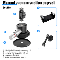 Kit de fixation à ventouse en alliage d'aluminium de qualité industrielle avec accessoires complets, bras articulé réglable à 360° et pince de téléphone en silicone