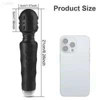 Wiederaufladbarer Zauberstab-Massagestab Vibrator Dildo Tragbarer Handmassagestab Leistungsstarker Silikon G-Punkt Persönlicher Massagestab 10 Frequenzen Wasserdicht