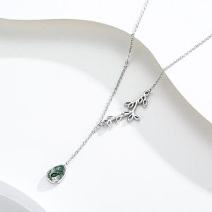 Collier en feuille de Silikepa pour femmes, pendentif en argent sterling 925 avec chaîne en Y, design héron en résine, bijoux cadeau - Product Image 2