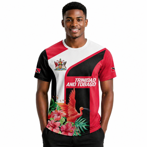 Camiseta Personalizada de <span class=keywords><strong>Trinidad</strong></span> y Tobago Scarlet Ibis Tropical, Personaliza Tu Texto, Camisetas Sublimadas Personalizadas - Product Image 1