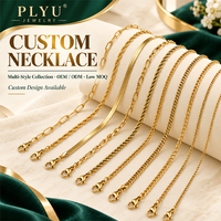 Chaîne de collier en acier inoxydable en gros, hypoallergénique, étanche, inaltérable, plaqué or 18 carats PVD