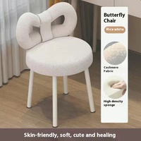 Beurre vent rond maquillage chaise chambre agneau velours moderne simple commode tabouret maison dos pouf tabouret papillon chaise