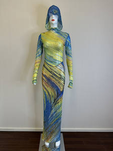 Seksi Sequins doğum günü ziyafet Bodycon elbise gösterisi performans giyim kadınlar Maxi balo akşam elbise parti kulübü kapşonlu uzun elbise - Product Image 2