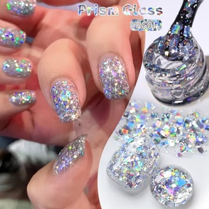 Vernis à ongles gel pailleté 15 ml effet argent scintillant, à retirer par trempage UV LED, pour mariage et manucure - Product Image 1