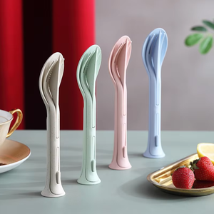 Juego de Cubiertos Apilables de Paja de Trigo, 3 Piezas, Cuchillo, Tenedor y Cuchara Portátiles y Ecológicos para Viajes, Escuela, Oficina, Campamento y Picnic - Product Image 2