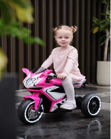 Трехколесный пластиковый электромобиль на аккумуляторе с пультом управления для мальчиков и девочек - Product Image 3