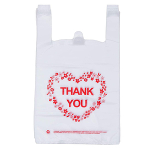 T-shirt de remerciement imprimé personnalisé Sacs à provisions en plastique de transporteur Sacs de chemise avec merci - Product Image 3
