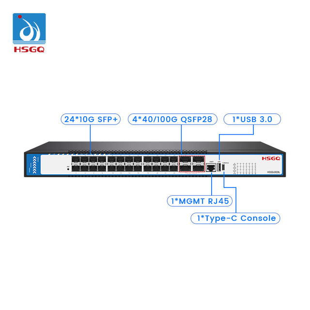 HSGQ-9028L Original Gigabit IPv4/IPv6 Dual Stack 24*10G+4*100G Data Center Switch With 4x 40/100G SFP Ports