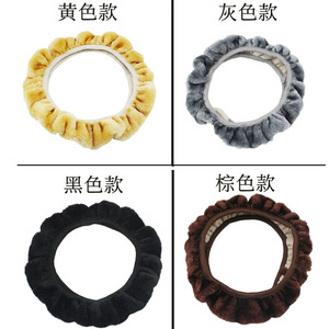 Plush Steering Wheel Cover 38cm Diameter Winter Warm Solid Color Car Accessory - Product Image 4