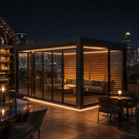 Pergola moderne en aluminium robuste de 120 mm, à lames orientables, imperméable, série E, motorisée, pour hôtel commercial, balcon, toit